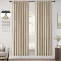 Natural Linen Pinch Pleated Blackout Curtains, Thermal Insulated Room Darkening Window Drapes with Back Tab & Hooks Rings for Farmhouse Living Room & Bedroom, 40"W x 80"L, 2 Panels