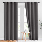 Polyester Blackout Curtains 2 Panels Silver Grommet Thermal Insulated Soundproof Curtains