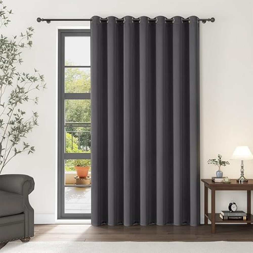 Single Panel Charcoal Gray Room Divider Curtain, Extra Wide Thermal Insulated Privacy Partition Drape with Metal Grommets