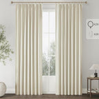 40x90 Inch 100% Full Blackout Thermal Insulated Linen Blend Pinch Pleat Curtains with Multi Hanging Options