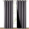 Double Layer Lined Polyester Blackout Curtains Silver Grommet Thermal Insulated Noise Reducing Formaldehyde Free Curtains
