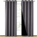 Double Layer Lined Polyester Blackout Curtains Silver Grommet Thermal Insulated Noise Reducing Formaldehyde Free Curtains