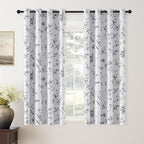 2 Panels 52x63 Inch Floral Pattern 100% Full Blackout Thermal Insulated Grommet Window Curtains