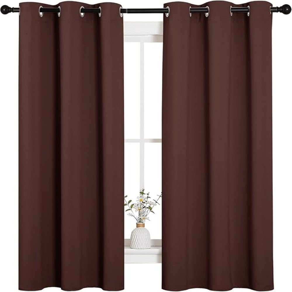 Triple Weave Polyester Blackout Curtains 42x63 Inch Silver Grommet Top Curtains Energy Saving Thermal Insulated Noise Reduction Curtains