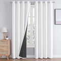 2 Panels 100% Full Blackout Double Layer Polyester Window Curtains, Light Blocking Noise Reducing Thermal Insulated Drapes