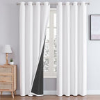 2 Panels 100% Full Blackout Double Layer Polyester Window Curtains, Light Blocking Noise Reducing Thermal Insulated Drapes