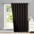 Extra Wide Patio Door Drape Blackout Super Heavy-Duty Thermal Lined Curtain 1 Panel 100x84 Brown Privacy Assured