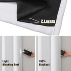 2 Panels 100% Full Blackout Double Layer Polyester Window Curtains, Light Blocking Noise Reducing Thermal Insulated Drapes