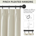 40x90 Inch 100% Full Blackout Thermal Insulated Linen Blend Pinch Pleat Curtains with Multi Hanging Options