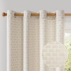 2 Panels 52x90 Inch Elegant Semi Sheer Linen Grommet Curtains, Light Filtering Privacy Window Drapes