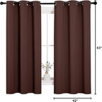 Triple Weave Polyester Blackout Curtains 42x63 Inch Silver Grommet Top Curtains Energy Saving Thermal Insulated Noise Reduction Curtains