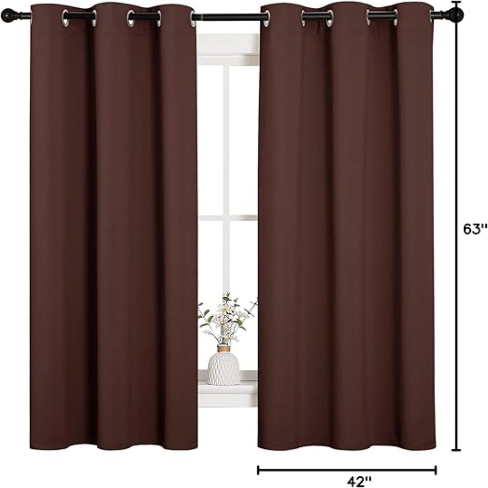 Triple Weave Polyester Blackout Curtains 42x63 Inch Silver Grommet Top Curtains Energy Saving Thermal Insulated Noise Reduction Curtains