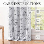 2 Panels 52x63 Inch Floral Pattern 100% Full Blackout Thermal Insulated Grommet Window Curtains