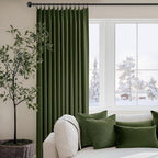 40x96 Inch 100% Full Blackout Thermal Insulated Linen Blend Pinch Pleat Curtains with 4 Flexible Hanging Options