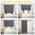 Tie Up Blackout Shade 46x63 Inch Adjustable Height Curtain for Kitchen Bathroom