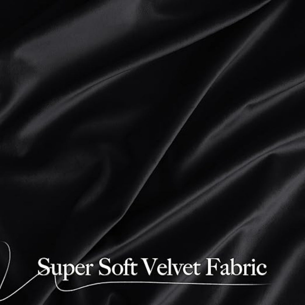 Velvet Blackout Curtains 52x144 Inch Silver Grommet Adjustable Height Sound Dampening Curtains