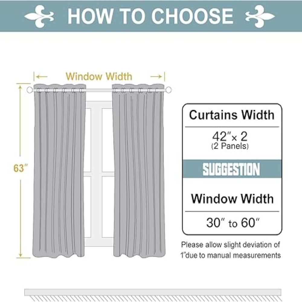 2 Panels Light Gray 100% Full Blackout Double Layer Polyester Window Curtains, Light Blocking Noise Reducing Thermal Insulated Drapes