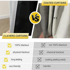 Double Layer Thick Polyester Blackout Curtains Silver Grommet Ready Made Curtains Thermal Insulated Soundproof Sun Protection Curtains
