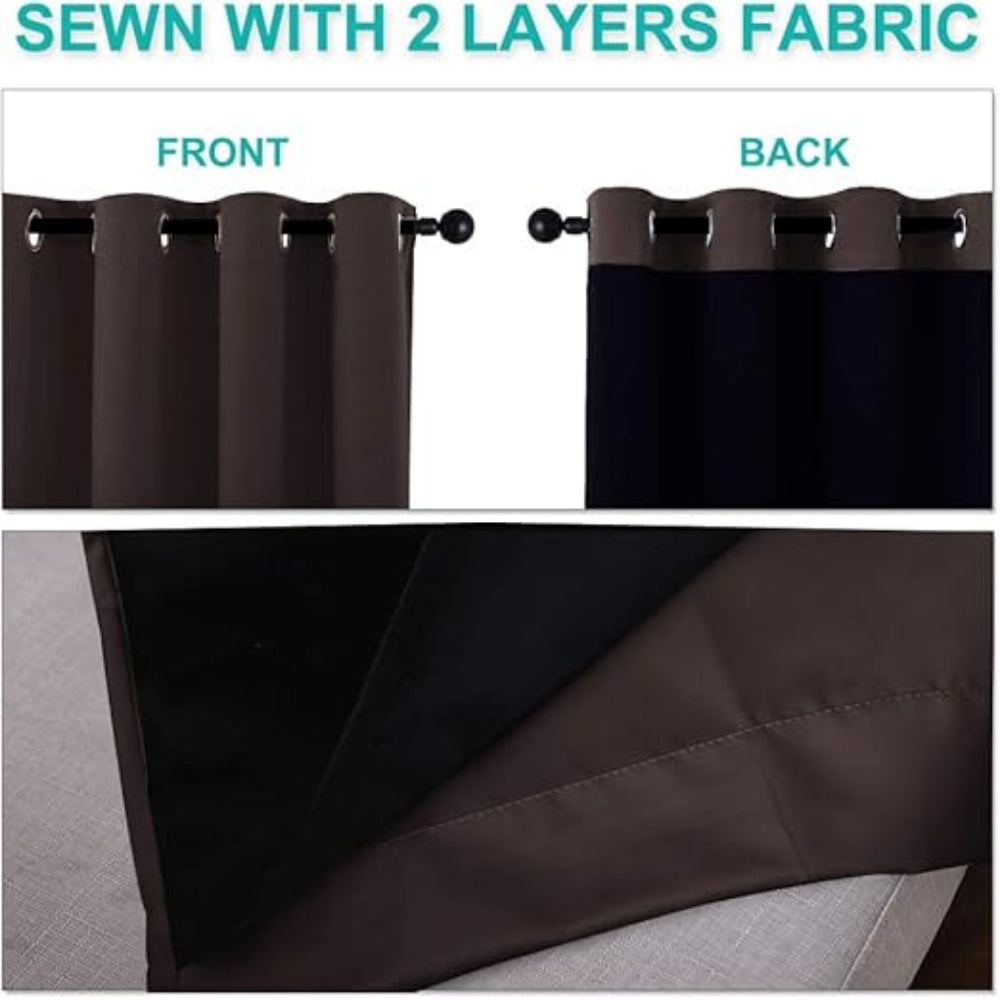 Extra Wide Patio Door Drape Blackout Super Heavy-Duty Thermal Lined Curtain 1 Panel 100x84 Brown Privacy Assured