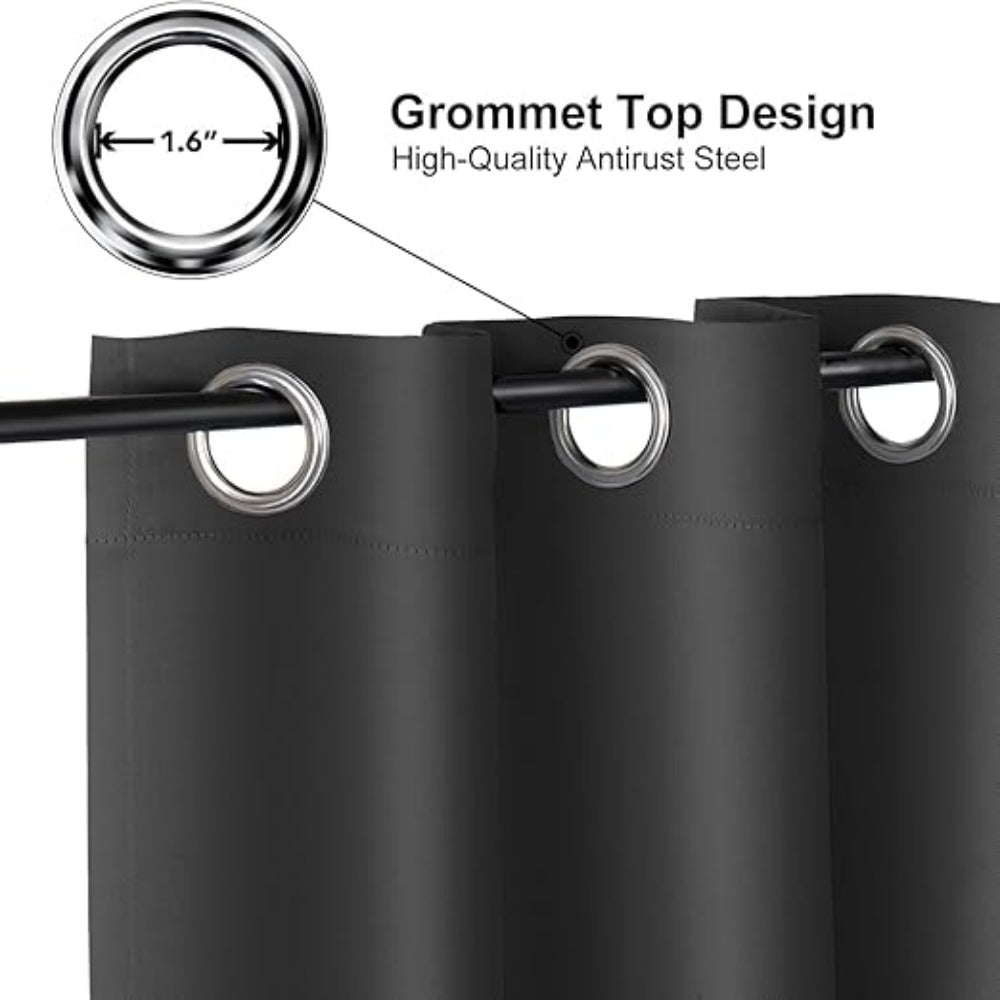 Single Panel Charcoal Gray Room Divider Curtain, Extra Wide Thermal Insulated Privacy Partition Drape with Metal Grommets