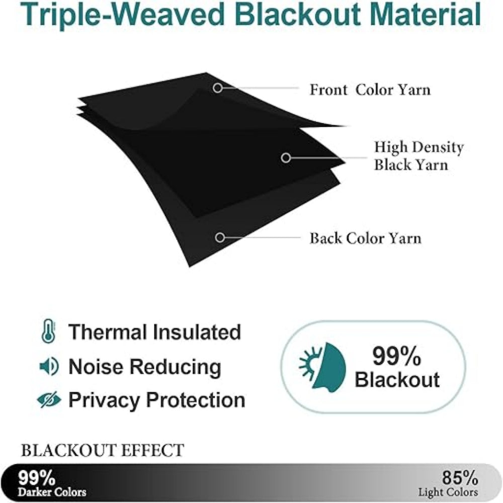 2 Panels 42x63 Inch Thick Light Blocking Polyester Curtains, Noise Reducing Thermal Insulated Privacy Window Drapes