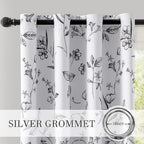 2 Panels 52x63 Inch Floral Pattern 100% Full Blackout Thermal Insulated Grommet Window Curtains