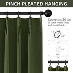 40x96 Inch 100% Full Blackout Thermal Insulated Linen Blend Pinch Pleat Curtains with 4 Flexible Hanging Options