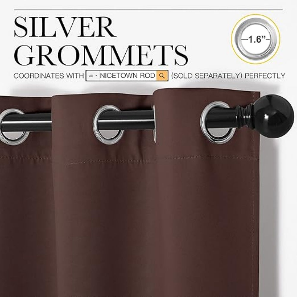 Triple Weave Polyester Blackout Curtains 42x63 Inch Silver Grommet Top Curtains Energy Saving Thermal Insulated Noise Reduction Curtains