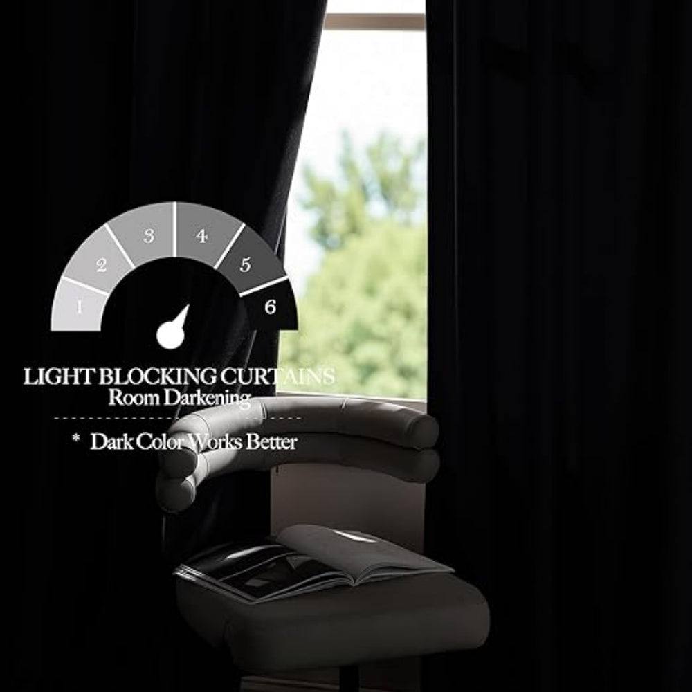 Velvet Blackout Curtains 52x144 Inch Silver Grommet Adjustable Height Sound Dampening Curtains