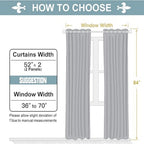 2 Panels 100% Full Blackout Double Layer Polyester Window Curtains, Light Blocking Noise Reducing Thermal Insulated Drapes