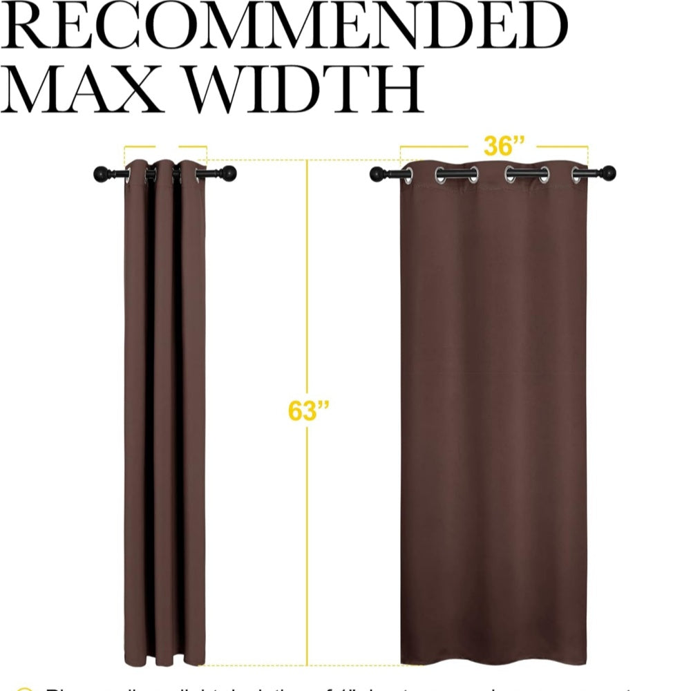 Triple Weave Polyester Blackout Curtains 42x63 Inch Silver Grommet Top Curtains Energy Saving Thermal Insulated Noise Reduction Curtains