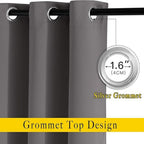 Polyester Blackout Curtains 2 Panels Silver Grommet Thermal Insulated Soundproof Curtains