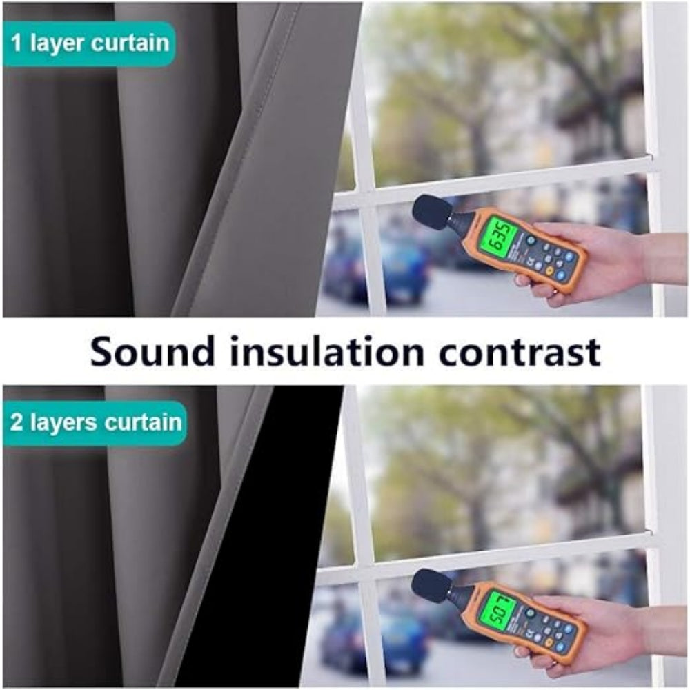 Double Layer Lined Polyester Blackout Curtains Silver Grommet Thermal Insulated Noise Reducing Formaldehyde Free Curtains