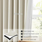 40x90 Inch 100% Full Blackout Thermal Insulated Linen Blend Pinch Pleat Curtains with Multi Hanging Options