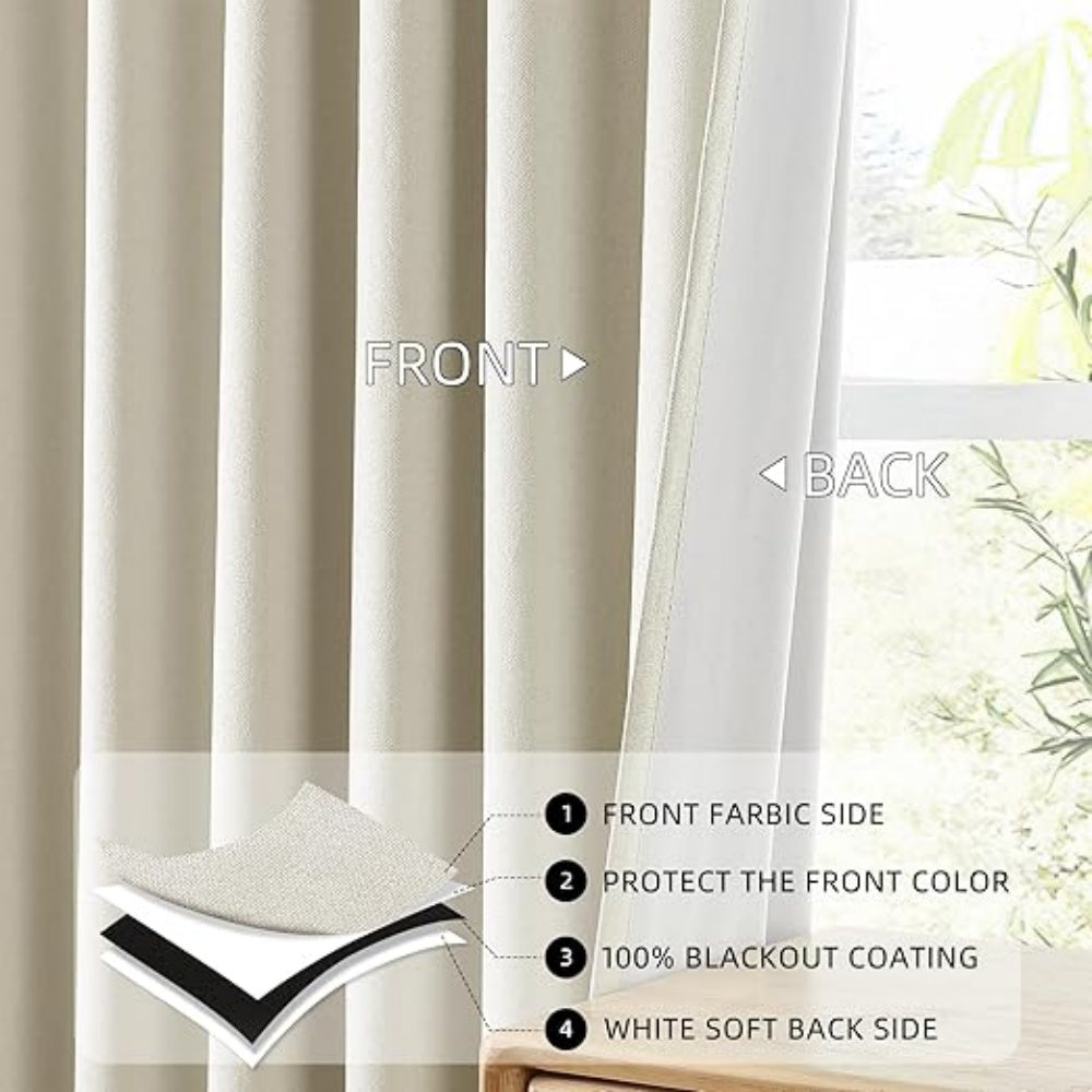 40x90 Inch 100% Full Blackout Thermal Insulated Linen Blend Pinch Pleat Curtains with Multi Hanging Options