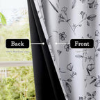 2 Panels 52x63 Inch Floral Pattern 100% Full Blackout Thermal Insulated Grommet Window Curtains