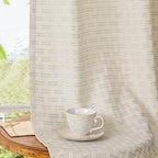 2 Panels 52x90 Inch Elegant Semi Sheer Linen Grommet Curtains, Light Filtering Privacy Window Drapes