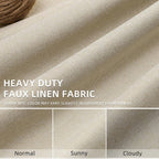Natural Linen Pinch Pleated Blackout Curtains, Thermal Insulated Room Darkening Window Drapes with Back Tab & Hooks Rings for Farmhouse Living Room & Bedroom, 40"W x 80"L, 2 Panels