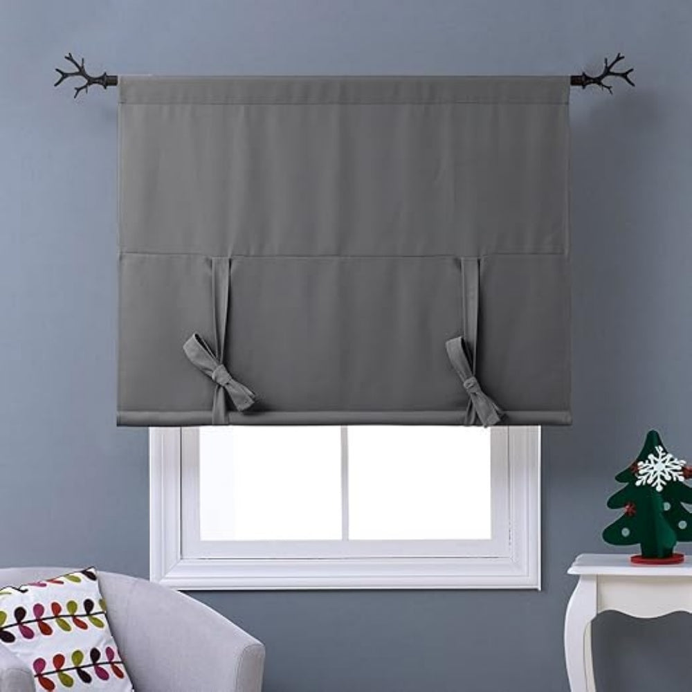 Tie Up Blackout Shade 46x63 Inch Adjustable Height Curtain for Kitchen Bathroom