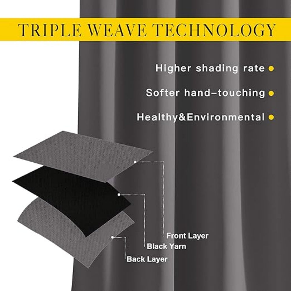Polyester Blackout Curtains 2 Panels Silver Grommet Thermal Insulated Soundproof Curtains