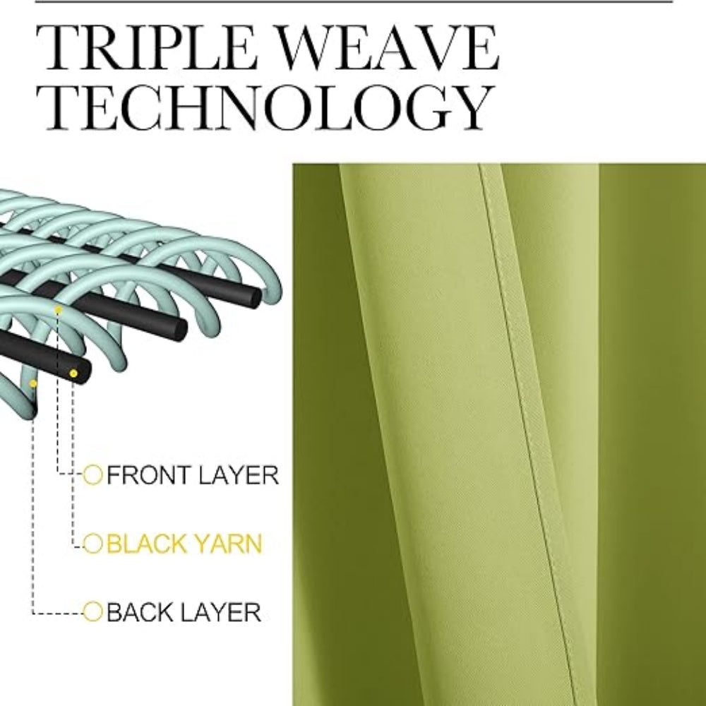 120x108 Inch Extra Wide Blackout Curtain 3-Layer Polyester Thermal Insulated Sun Blocking Curtain