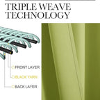 120x108 Inch Extra Wide Blackout Curtain 3-Layer Polyester Thermal Insulated Sun Blocking Curtain