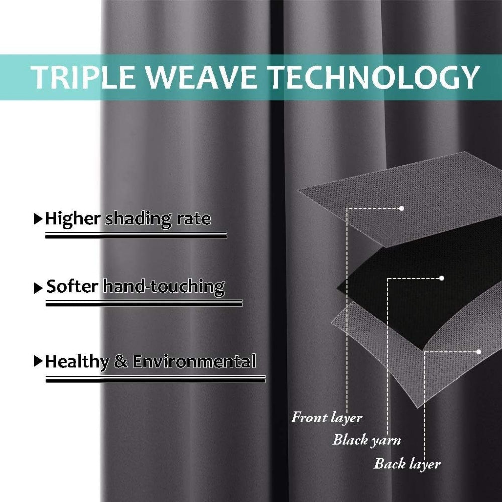 Double Layer Lined Polyester Blackout Curtains Silver Grommet Thermal Insulated Noise Reducing Formaldehyde Free Curtains