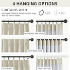 40x90 Inch 100% Full Blackout Thermal Insulated Linen Blend Pinch Pleat Curtains with Multi Hanging Options