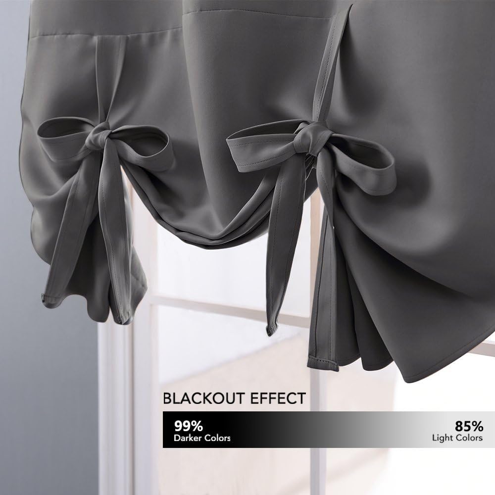 Tie Up Blackout Shade 46x63 Inch Adjustable Height Curtain for Kitchen Bathroom