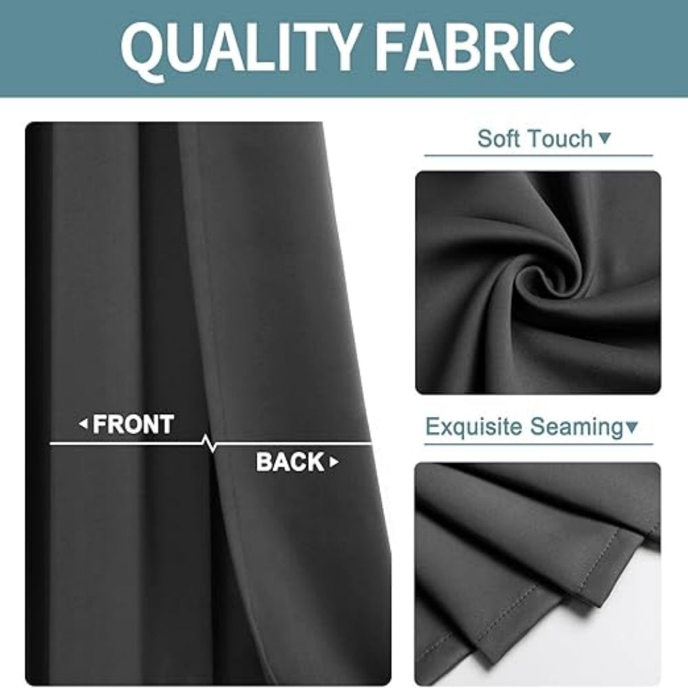 Single Panel Charcoal Gray Room Divider Curtain, Extra Wide Thermal Insulated Privacy Partition Drape with Metal Grommets