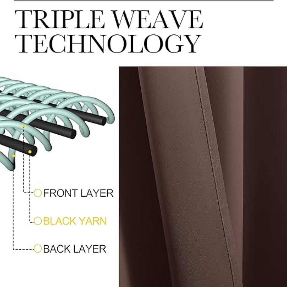 Triple Weave Polyester Blackout Curtains 42x63 Inch Silver Grommet Top Curtains Energy Saving Thermal Insulated Noise Reduction Curtains