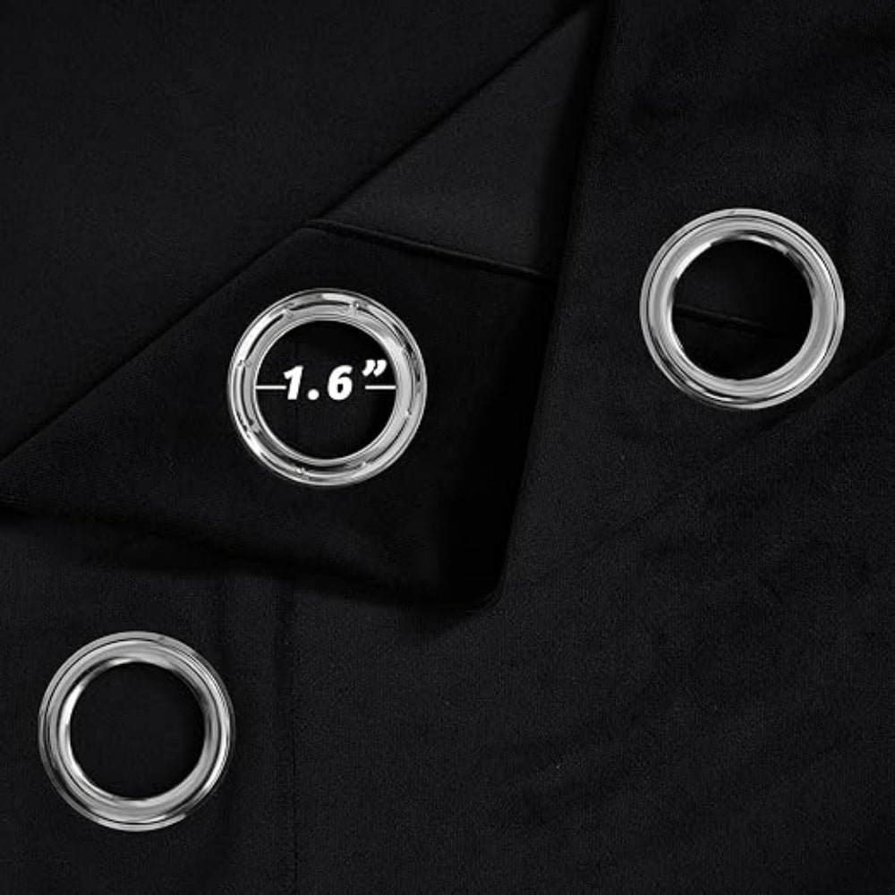 Velvet Blackout Curtains 52x144 Inch Silver Grommet Adjustable Height Sound Dampening Curtains