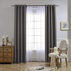 Polyester Blackout Curtains 2 Panels Silver Grommet Thermal Insulated Soundproof Curtains
