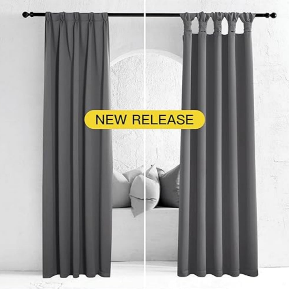 Double Layer Lined Polyester Blackout Curtains Silver Grommet Thermal Insulated Noise Reducing Formaldehyde Free Curtains